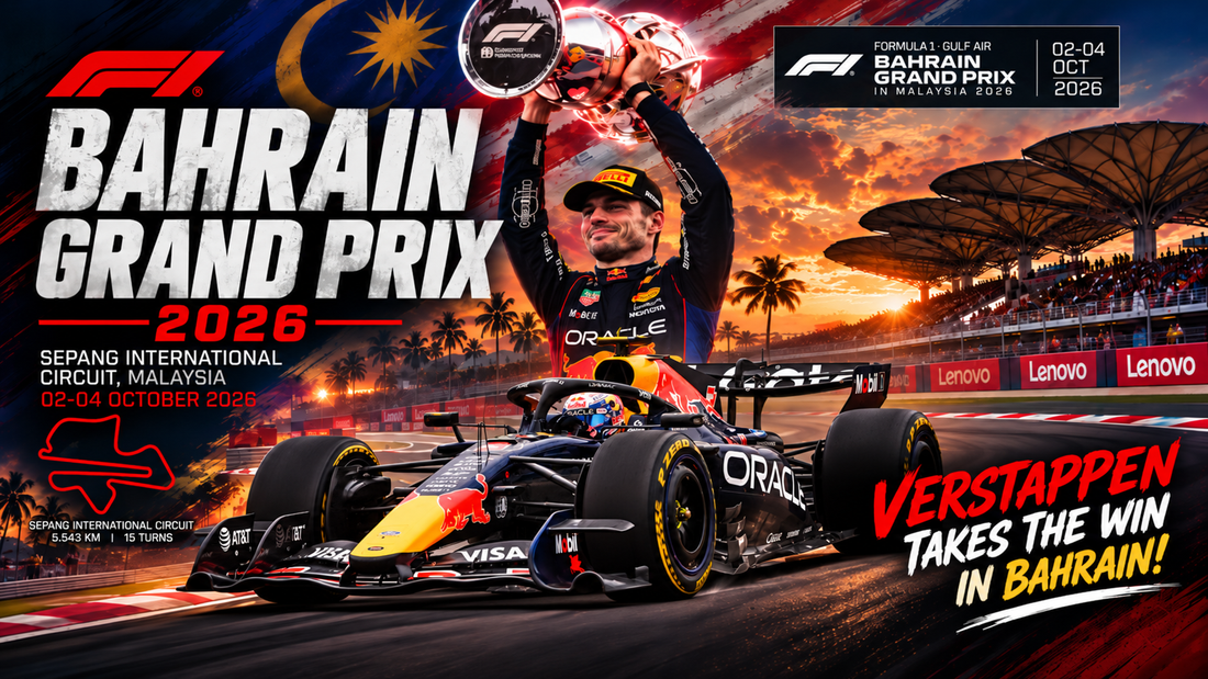 Grand Prix van Bahrein 2026: Verstappen wint regenrace op Sepang