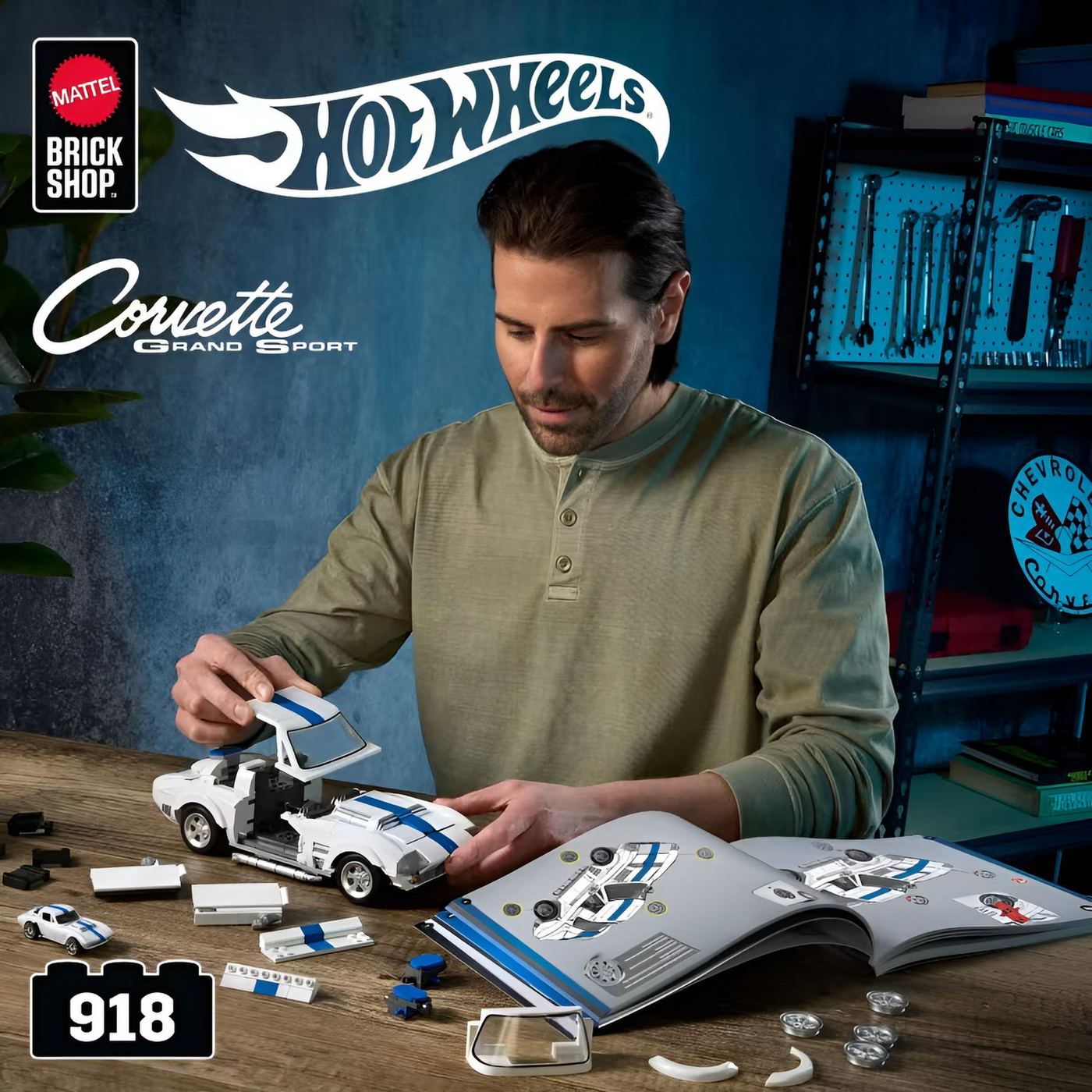 Chevrolet Corvette Grand Sport | Mattel Brick Shop Hot Wheels Elite Series™ - secundaire afbeelding 1